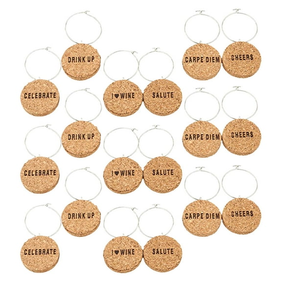 ULTNICE 18pcs Glass Tags for Drinks Wine Glass Charms Cork Drink Identifier Adults Parties