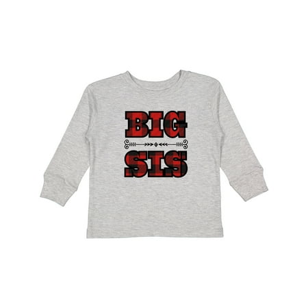 

Inktastic Big Sis Buffalo Plaid Sister Gift Toddler Toddler Girl Long Sleeve T-Shirt