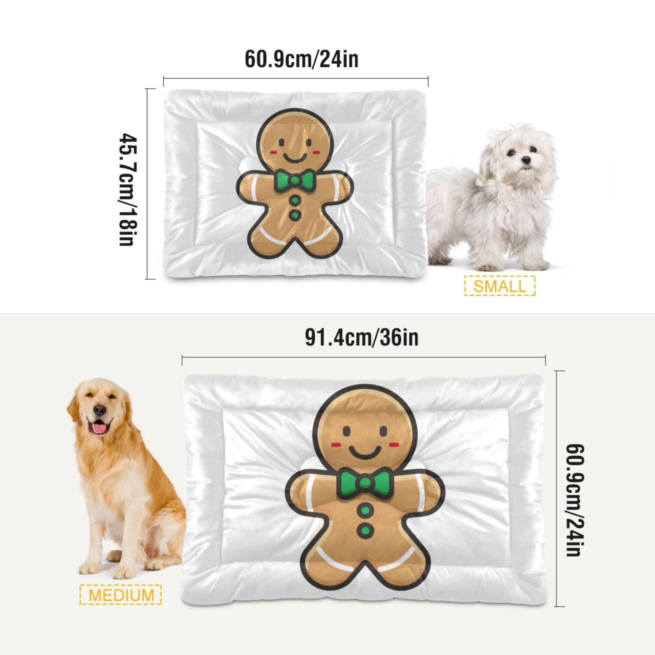 Cozy Mat Pet Bed Indoor Outdoor Warm Soft For Cat Dog Puppy(S/M) Gingerbread Man Character