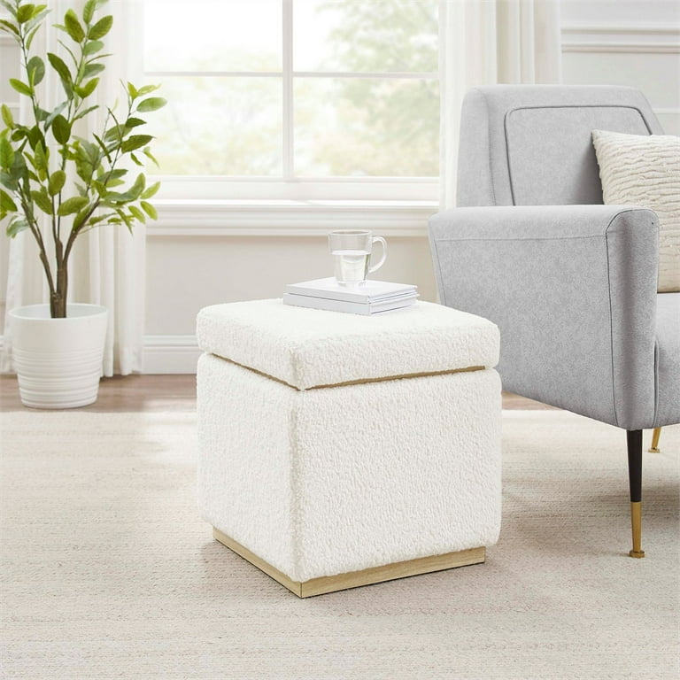White storage ottoman square deals