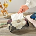thumbnail image 5 of Vintage White Flowers Tissue Box Cover Leather Square Rectangle Tissue Box Holder for Bathroom Living Room Desk Office Decor, 5 of 7