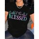 thumbnail image 1 of Letter Print Crew Neck T-shirt, Versatile Short Sleeve Top For Spring & Summer, Women's Clothing Tee For adult, Men, Women, Teen, Teenager, adolescent, Youth, 1 of 6