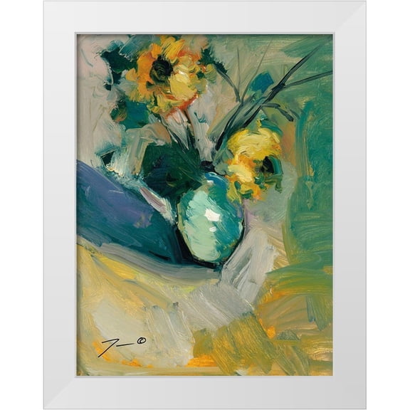 Trujillo, Jose 12x14 White Modern Wood Framed Museum Art Print Titled - Sunflowers