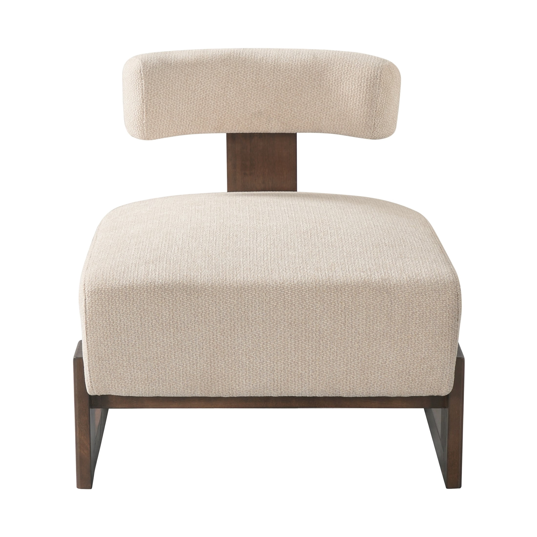 Christopher Knight Home Modern Armless Accent Lounge Chair, Curved Wood Base with Cushion, Oatmeal, Set of 2