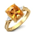 thumbnail image 2 of 925 Sterling Silver Gold Vermeil 9X7mm Cushion Citrine Solitaire Women Valentines Day Gifts Ring, 2 of 3