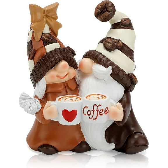 Coffee Gnomes, Resin Gnome Decorations for Home, Coffee Gnomes Figurines, Perfect for Coffee Bars and Kitchen Décor Accessories, Gnome Decor Ideal Spring Summer Gnome Gifts
