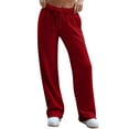 thumbnail image 2 of Red Jogging Pants For Women Oversized Sweatpants Khaki Sweatpants Women Fleece Joggers With Pockets Soft Joggers For Women Womens Joggers Plus Size, 2 of 4
