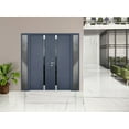 thumbnail image 4 of Front Exterior Prehung Steel Double Doors / Cynex 6777 Grey / 2 Side Exterior Windows / Stainless Inserts Single Modern Painted-W12+72+12" x H80"-Right-hand Outswing, 4 of 7