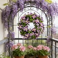 thumbnail image 2 of 20 Inch Spring Summer Wreaths for Front Door, Artificial Fake Flowers Silk Floral Wreaths with Faux Plants Green Eucalyptus Leaves for Outdoors Farmhouse Wall Farmhouse Spring Summer Wedding, 2 of 6