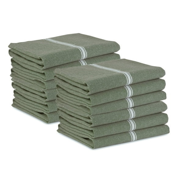 Juego de toallas de cocina LANE LINEN, 100% algodón, paquete de 12 unidades, color oliva