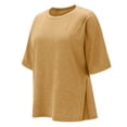 thumbnail image 4 of T Shirts for Women Helii Casual Plus Size Breathable Soft Short Sleeve Crewneck T Shirts Loose Fit Split Side Shirts Maternity Pregnancy Tops (Yellow S), 4 of 4