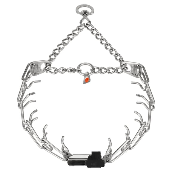 Herm. Sprenger® Stainless ULTRA-PLUS Dog Training Collar with ClicLock & Assembly Chain, Stainless Steel, 3.2 mm x 18" Neck Size; 24" Chain Length