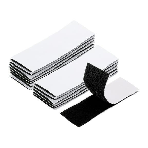 Uxcell 15set Hook and Loop Strips with Adhesive 1"x4" Double Sided Hook and Loop Tape Nylon Self Sticky Fastener, Black
