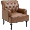 thumbnail image 5 of Mid-Century PU Leather Accent Chair, Living Room Lounge Sofa Chair with Black Painted Rubber Wood Feet, Single Club Armchair with Rivet Trim for Bedroom Home Reception, 5 of 8