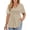 White-Brown-Floral, variant on WellSize Women Plus Size Tops Dressy Lace V Neck Shirts Casaul Short Sleeve Tunic Blouses