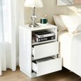 thumbnail image 3 of GZXS Nightstand with Storage, End Table with Shelf and 2 Drawers, Side Table for Small Space, Living Room, Bedroom, White, 3 of 10