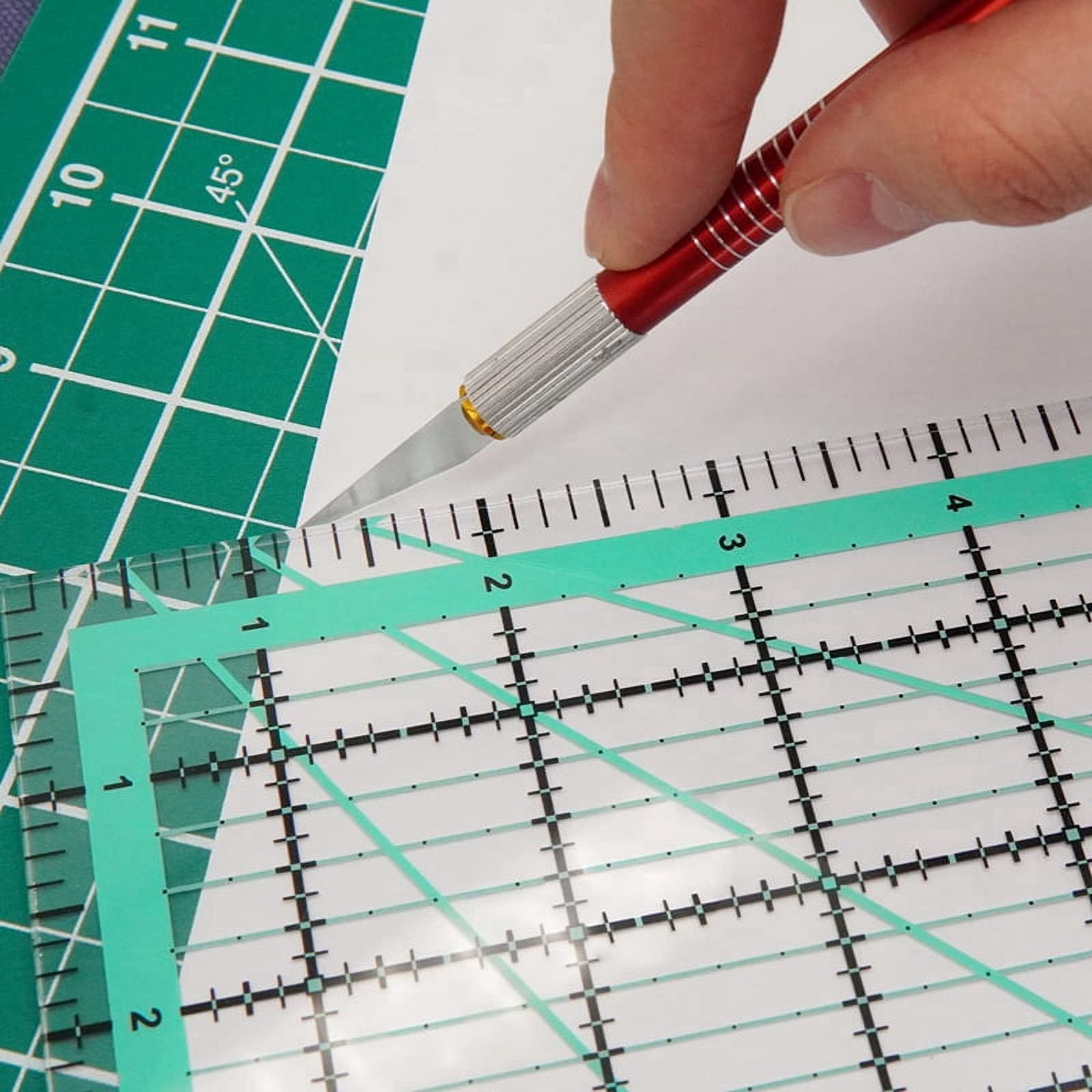4PCS Square Quilting Ruler (12.5/9.5/6/4.5Inch) Sewing Acrylic Ruler Anti-Slip Ruler DIY Quilting Tools