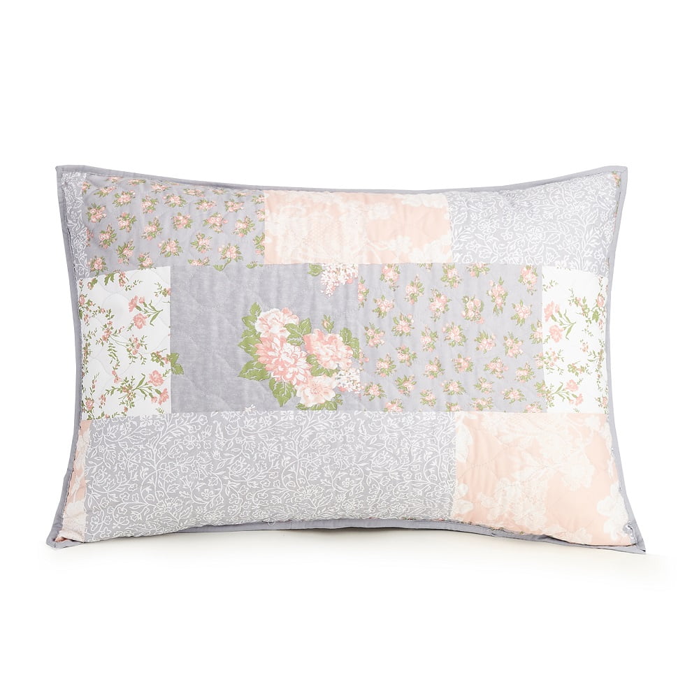 Modern Heirloom La Flor Pink Patchwork Printed 3-Piece Quilt Set, Full/Queen