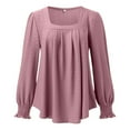 thumbnail image 4 of Womens Puff Long Sleeve Shirts Casual Square Neck Tops Dressy Tunics Apparel T Polyester Tees Women Women Casual Shirts Summer Short Sleeve Athletic Top Long Sleeve Women Work Out Shirt Long Sleeve T, 4 of 5