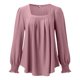 thumbnail image 4 of Blusa de mujer con cuello cuadrado y mangas abullonadas - Top informal con pliegues en la parte delantera - Rayón/poliéster/spandex - S-XXL - Trabajo/cita/salida nocturna, 4 of 5