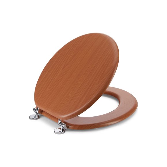 J&V Textiles Round Toilet Seat With Easy Clean & Change Hinge (Wooden Grain)*