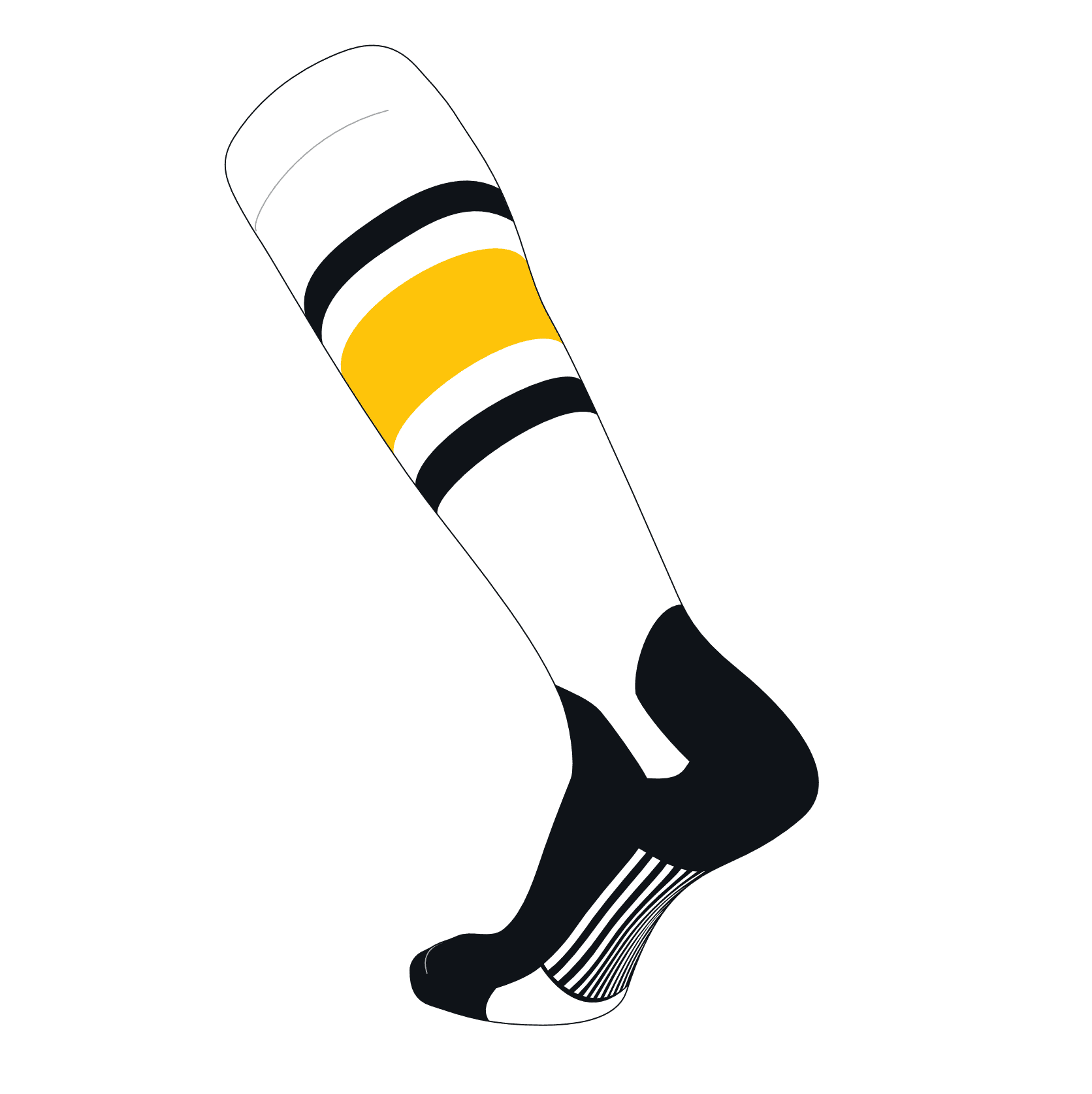 TCK Elite Baseball Knee High Stirrup Socks (E, 5in) White, Black, Gold
