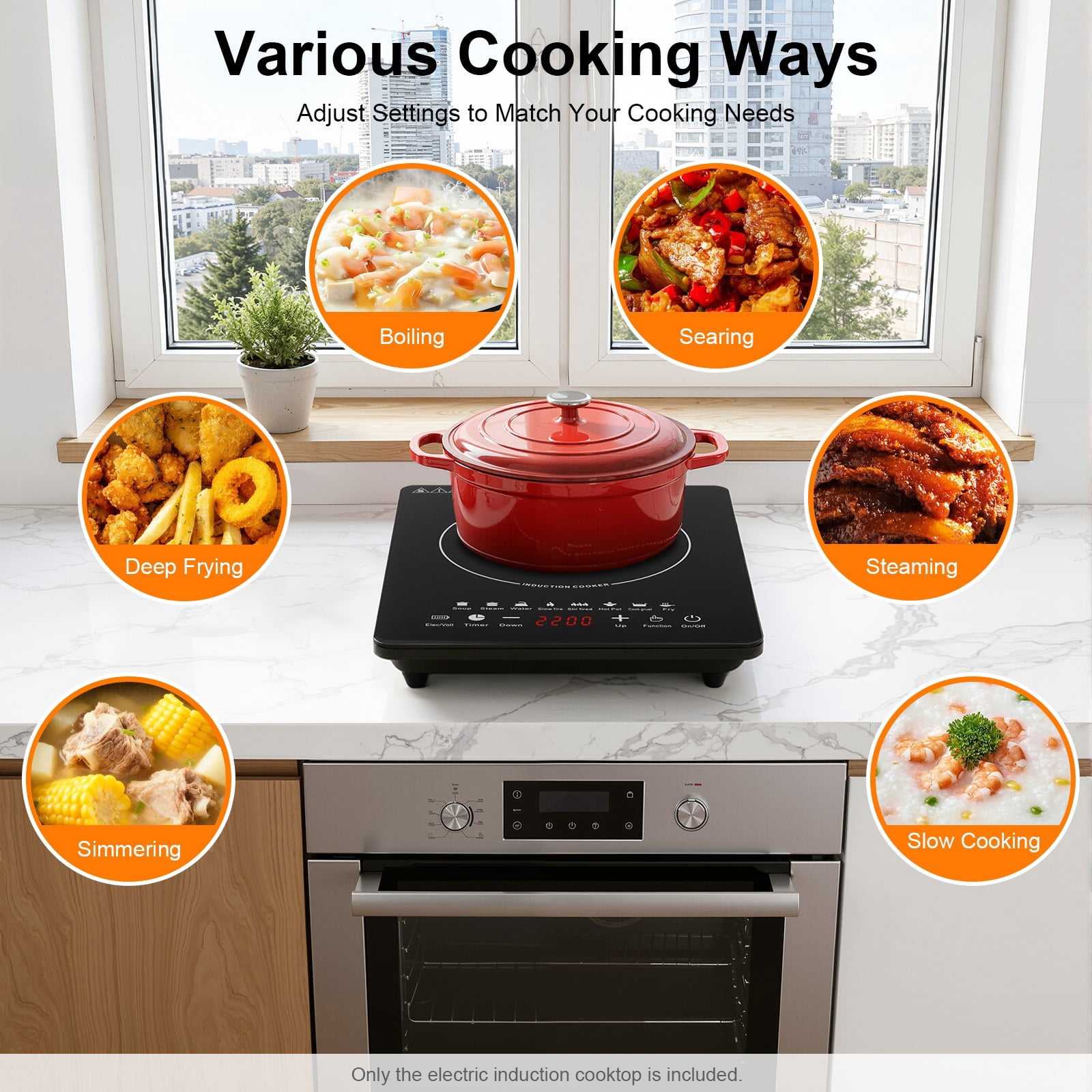 2200W  Portable Kitchen Countertop Induction Cooktop Burner Electric Hot Stove