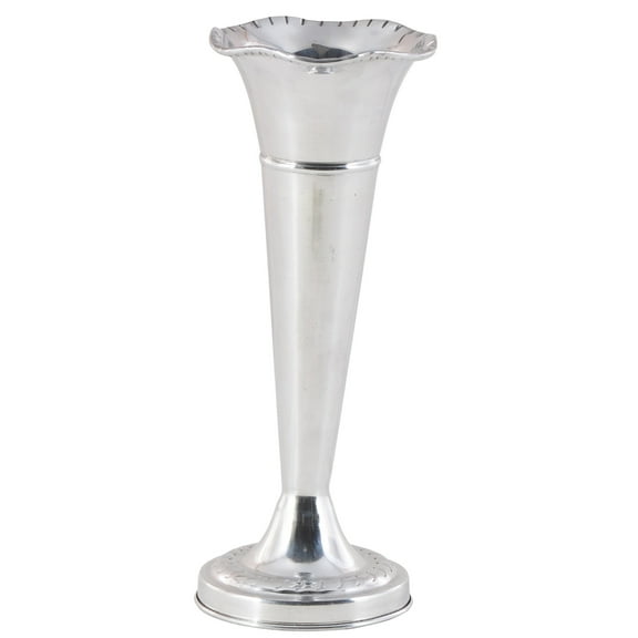 DecMode 15" Flute Shaped Silver Aluminum Metal Vase
