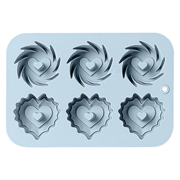 1pcs 6-Cavity 3D Heart Silicone Chocolate Molds,Non-Stick Candy Trays for Valentine's Day,Gummy,Jelly,Ice Cubes & Baking,Reusable Food-Grade Silicone Molds(Blue)