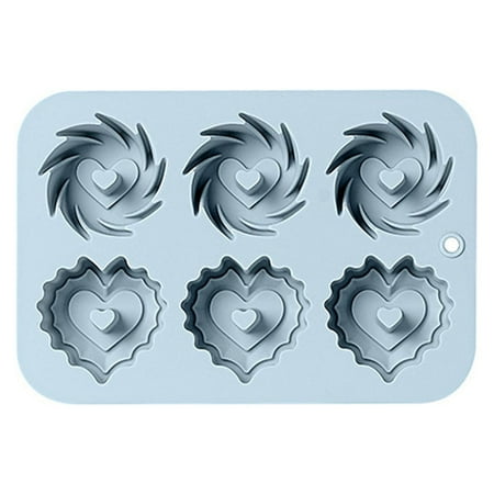 

Gongjisey Cookie Molds 6 Pairs of Love Spiral Cake Mould Rice Cake Complementary Food Silica Gel Mould Chocolate Cake Mould (Blue)