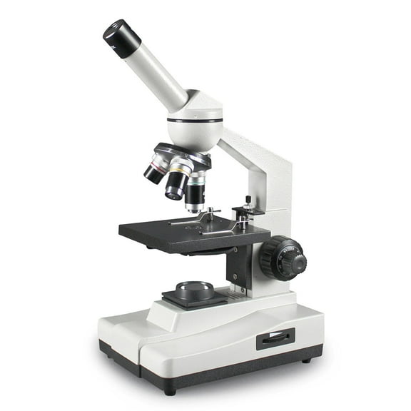 Vision Scientific Monocular Compound Microscope, 10x WF & 20x WF Eyepieces, 40x-800x Magnification, LED Illumination w/ Control, Coaxial Coarse & Fine Focus, Large Stage, Rechargeable Battery