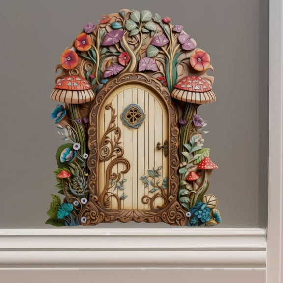 Flowers and Mushrooms Fairy Door - Fairy Door 3D Wall Sticker