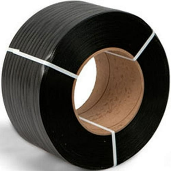 CWC Polypropylene Strapping - 1/2" x .020" x 9000', Black, 8" x 8" Core
