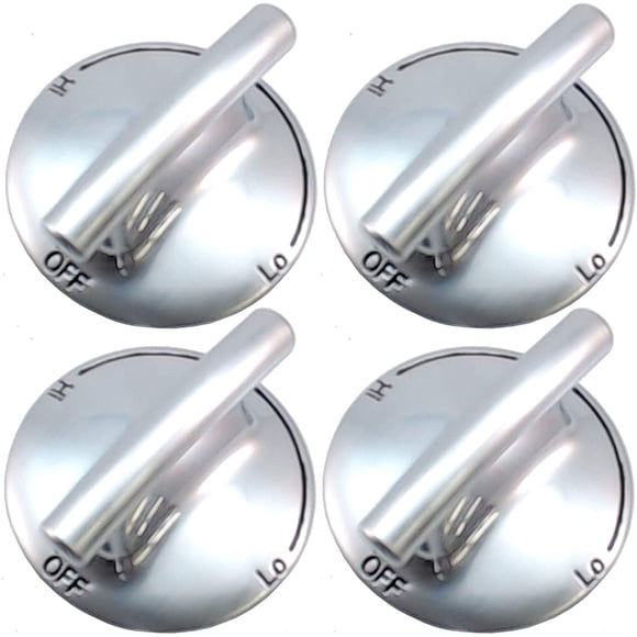 Perillas para quemadores de superficie MattKnobs cromadas de plástico, paquete de 4