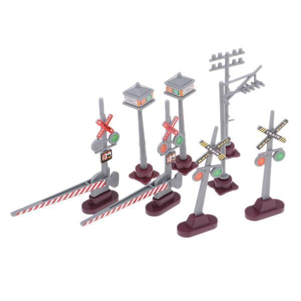 2x 8 unids / set DIY modelo juguete señal señal de tráfico señal de tráfico juguetes CUTICAT Accesorio de escena de mesa de arena