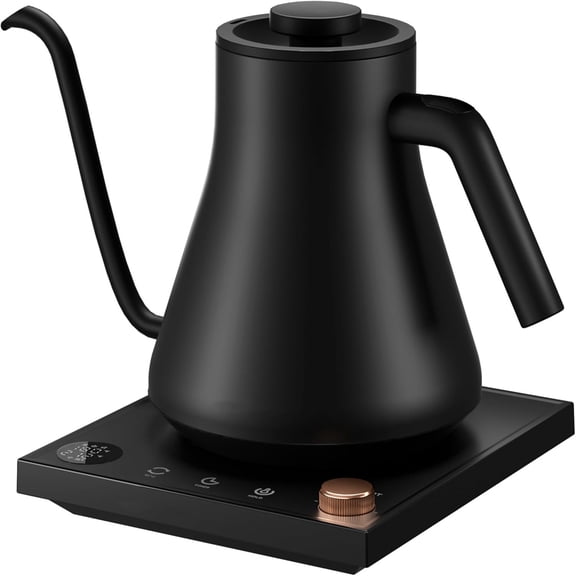 Electric Kettles, Gooseneck Electric Kettle, ±1℉ Temperature Control, Stainless Steel Inner, Quick Heating, for Pour Over Coffee, Brew Tea, Boil Hot Water, 0.9L Black