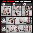 thumbnail image 4 of Multi-Function Power Rack Cage,2000lbs Dual Pulley Cable Crossover Machine with J Hooks, Dip Bars & Landmine for Home Gym with Barbell and Weight Bench and 190LB Plates, 4 of 5
