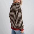 thumbnail image 3 of Womens Oversized Striped Sweatshirt Crewneck Long Sleeve Pullover Top Casual Y2K Fall Clothes 2025 Workout Shirt 03-Khaki M, 3 of 3
