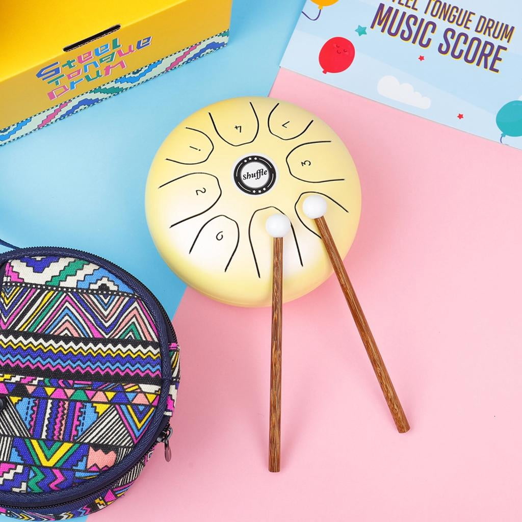 Yihuala Steel Tongue Drum 5.5In 8 Notes Ethereal Drum Tone C Keys Handpan Drum Percussion Musical Instrument with Drumstick