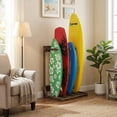 thumbnail image 3 of MyGift 4-Ft Tall Rustic Burnt Wood Freestanding Vertical Surfboard Rack, Wakeboard SUP Paddleboard Storage Rack - Holds up to 4 Boards, 3 of 5