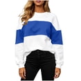 thumbnail image 2 of BXJX Womens Sweatshirts, Crew Neck Color Block Long Sleeve Pullover Daily Wear Tops Blue Size S-2XL, 2 of 9
