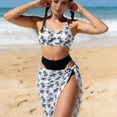 thumbnail image 2 of IVEYRTF Girls Three Piece Swimsuit Set Printed Bikini with Beach Cover Up for Summer Pool Parties Water Activities Vacation Style Swimwear Outfit(Black,8-9 Years), 2 of 8