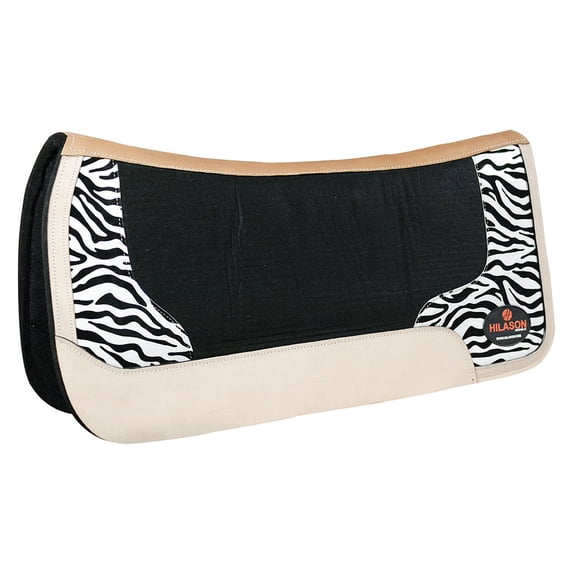 Hilason Western Wool Felt Horse Saddle Pad Zebra Print Leather