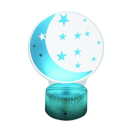 

Star Moon Night Light for Kids 3D Optical Illusion Star Moon Light 7 Colour Changing Night Lamp with Touch Switch Bedside Lamp Birthday Gifts