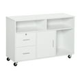 thumbnail image 2 of HOMCOM Printer Stand Home Office Mobile Storage Cabinet Organizer Desktop with Caster Wheels, 2 Locking Breaks and Drawer, White, 2 of 9