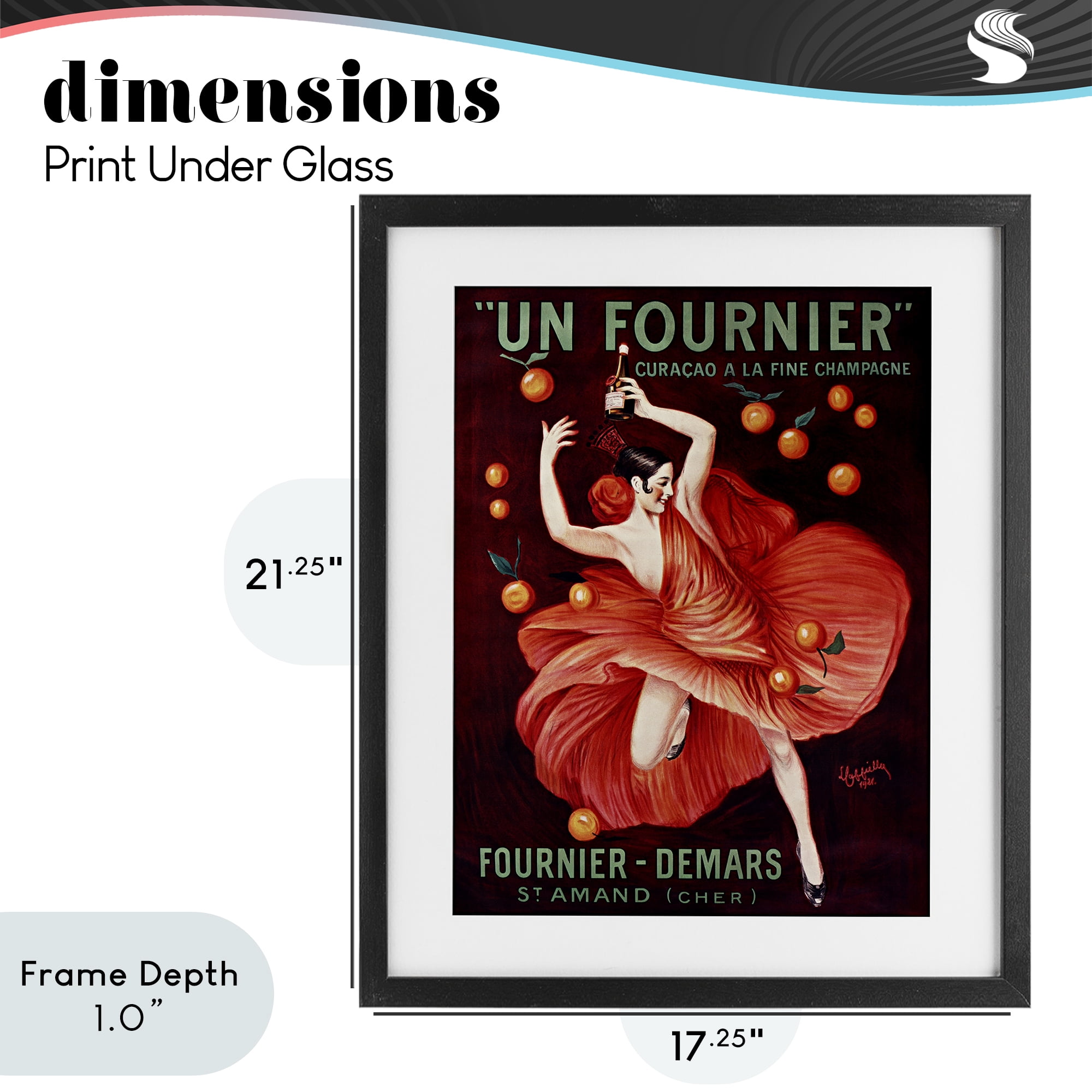 Stupell Industries Vintage Champagne Dancer in Red Black Framed Print Under Glass, design by Leonetto Cappiello