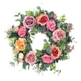 thumbnail image 2 of Flores artificiales, flores falsas, flores artificiales, juego de regalo para mujer, corona de primavera, corona de flores de seda de peonía rosa, corona de claveles para el día de la puerta., 2 of 8