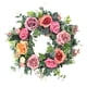 thumbnail image 2 of Corona primaveral con peonías rosas de seda para puerta principal | Corona floral artificial de 50 cm para decoración de interiores y exteriores durante todo el año, 2 of 8
