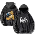 thumbnail image 2 of Sudadera con capucha lavada vintage de la banda de rock Korn Sudadera con capucha de Korn Rock Sudadera con capucha Punk de gran tamaño de manga larga Jersey informal de moda unisex, 2 of 4