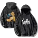 thumbnail image 2 of Sudadera con capucha lavada vintage de la banda de rock Korn Sudadera con capucha de Korn Rock Sudadera con capucha Punk de gran tamaño de manga larga Jersey informal de moda unisex, 2 of 5